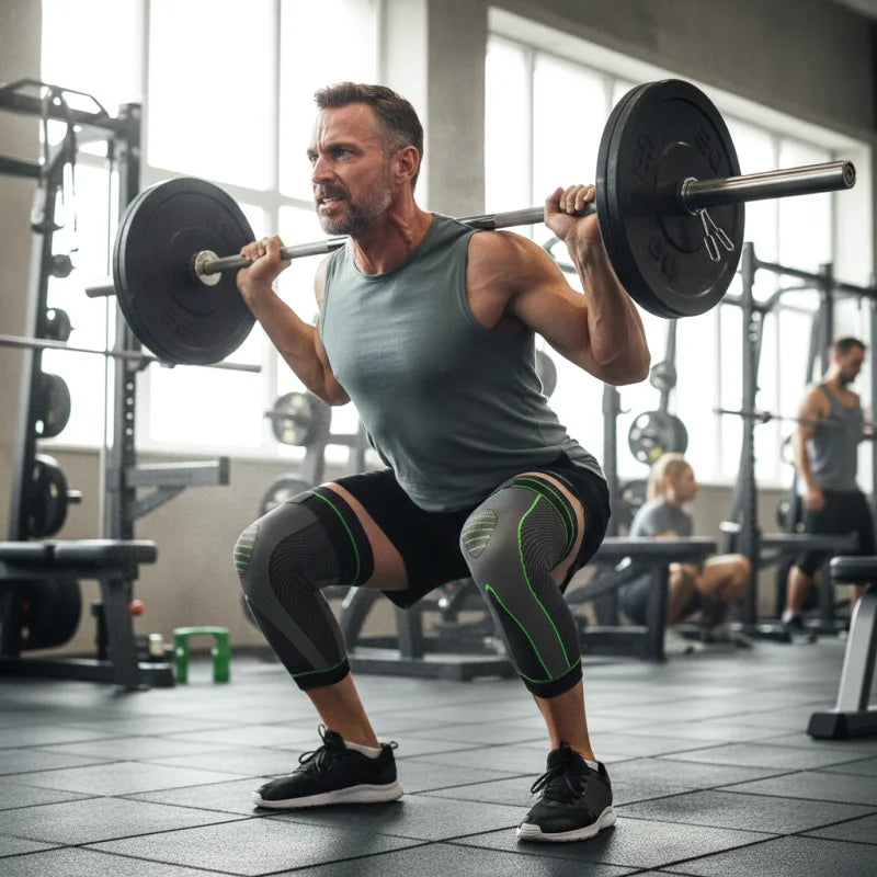 AOLIKES 1 Pair Sport Full Leg Compression Sleeves Knee Braces Support Protector for Weightlifting Arthritis Joint Pain Relief