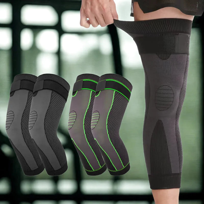 AOLIKES 1 Pair Sport Full Leg Compression Sleeves Knee Braces Support Protector for Weightlifting Arthritis Joint Pain Relief