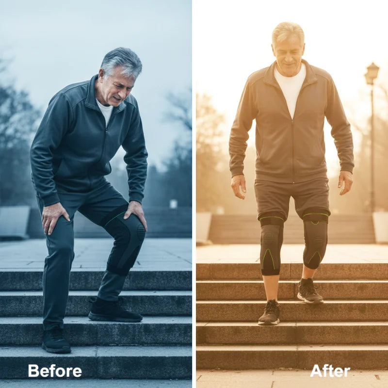 AOLIKES 1 Pair Sport Full Leg Compression Sleeves Knee Braces Support Protector for Weightlifting Arthritis Joint Pain Relief